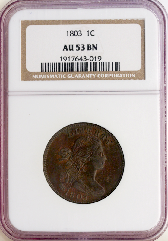 1803 Draped Bust Cent NGC AU53 Brown 1803 Draped Bust Cent NGC AU53 Brown