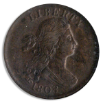 1808 Draped Bust Half Cent NGC AU55