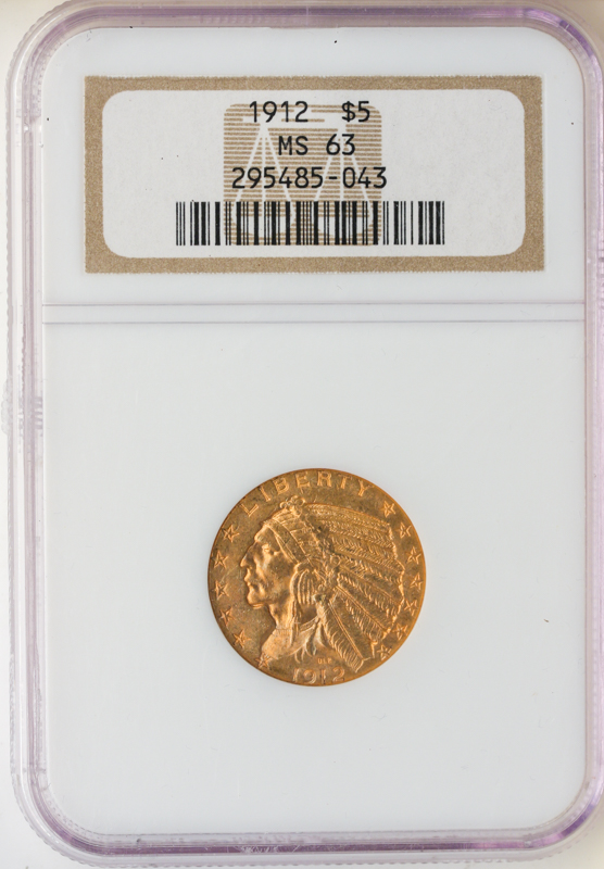 1912 $5 Indian NGC MS63 1912 $5 Indian NGC MS63