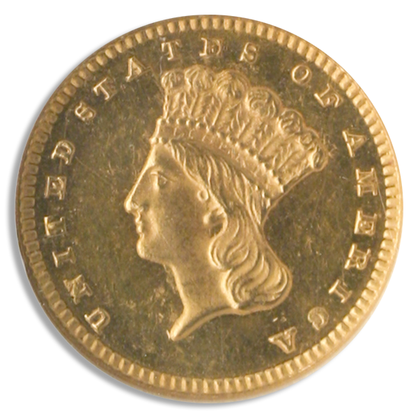 1875 $1 Gold Indian Princess NGC MS62 Proof Like CAC