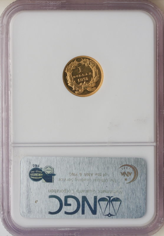 1875 $1 Gold Indian Princess NGC MS62 Proof Like CAC 1875 $1 Gold Indian Princess NGC MS62 Proof Like CAC
