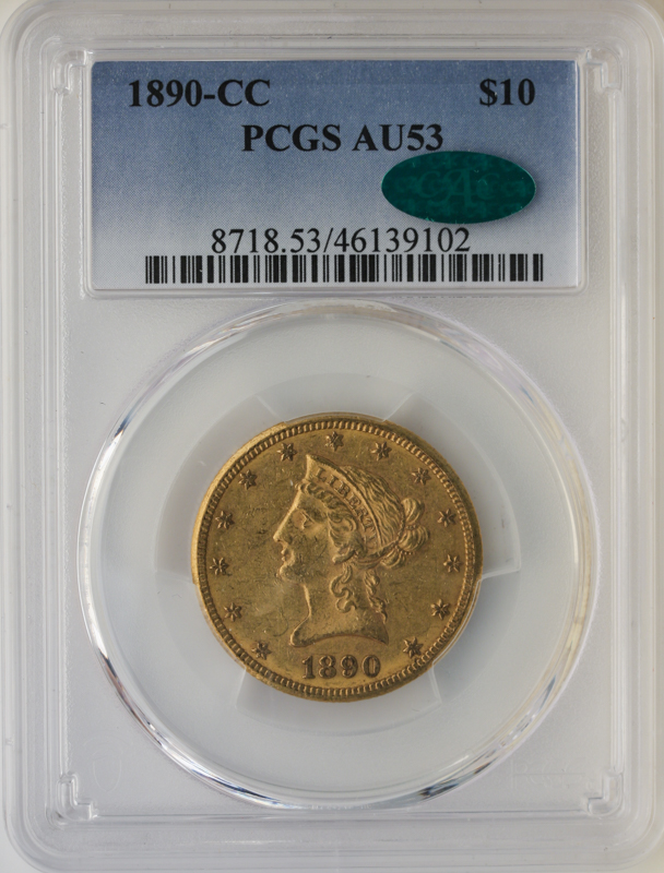 1890-CC $10 Liberty PCGS AU53 CAC