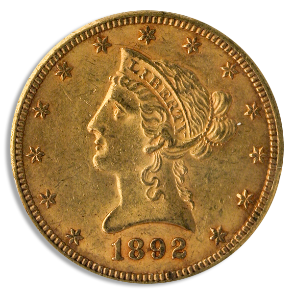 1892-CC $10 Liberty PCGS AU58 CAC 1892-CC $10 Liberty PCGS AU58 CAC