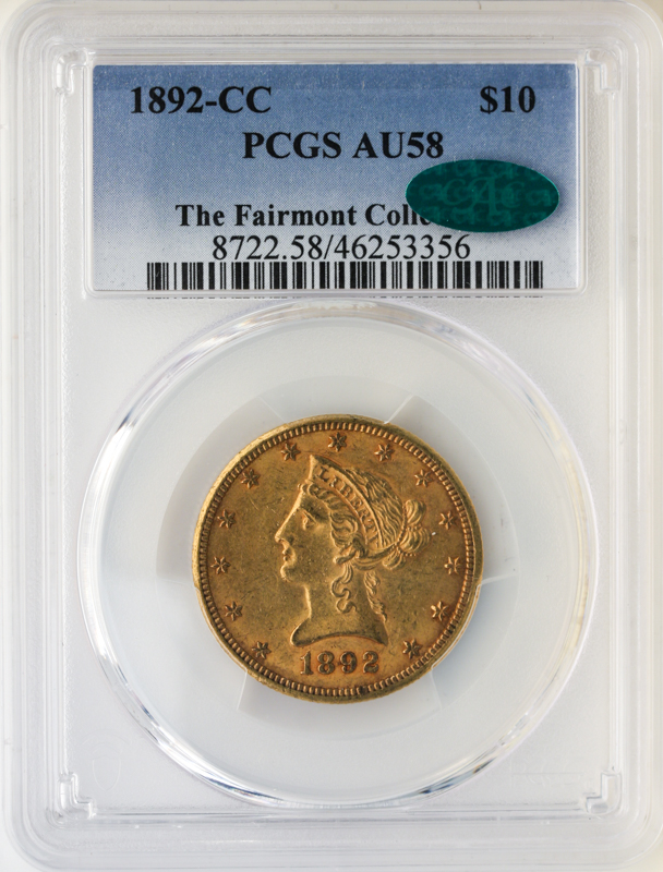 1892-CC $10 Liberty PCGS AU58 CAC