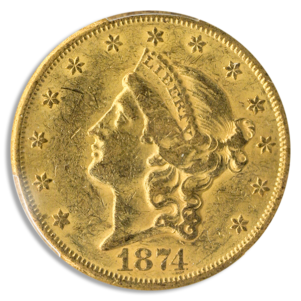 1874-CC $20 Liberty PCGS AU58 CAC