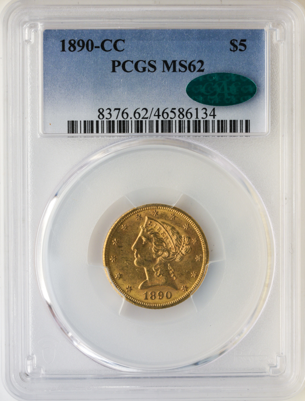 1890-CC $5 Liberty PCGS MS62 CAC 1890-CC $5 Liberty PCGS MS62 CAC