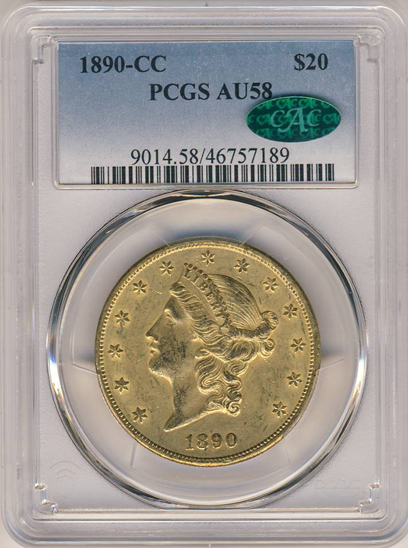 1890-CC $20 Liberty PCGS AU58 CAC