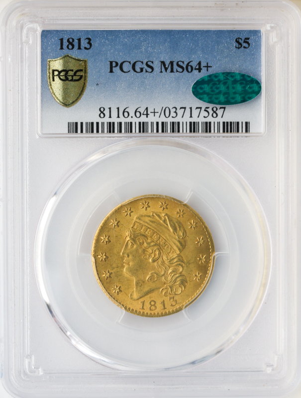 1813 $5 Capped Head PCGS MS64 CAC +