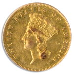 1877 $3 Indian Princess PCGS AU58