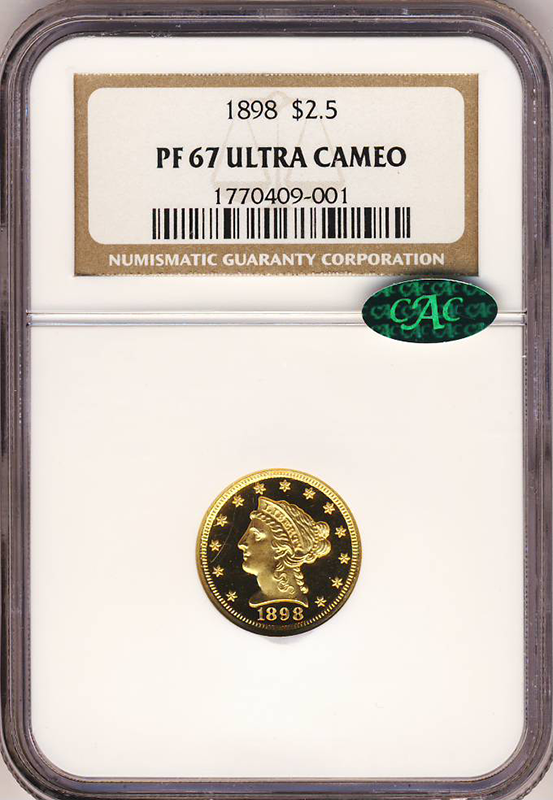 1898 $2.50 Liberty NGC PR67 Ultra Cameo CAC