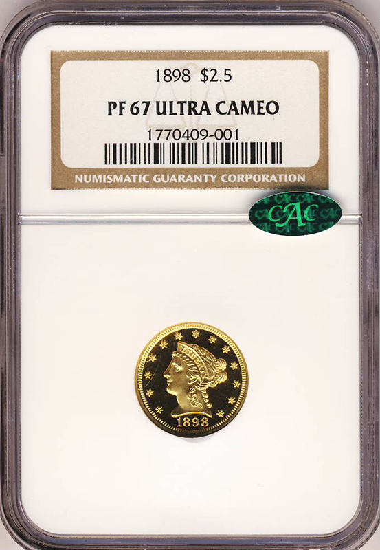 1898 $2.50 Liberty NGC PR67 Ultra Cameo CAC 1898 $2.50 Liberty NGC PR67 Ultra Cameo CAC