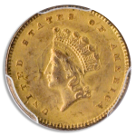 1854 $1 Gold Indian Princess PCGS AU58 CAC