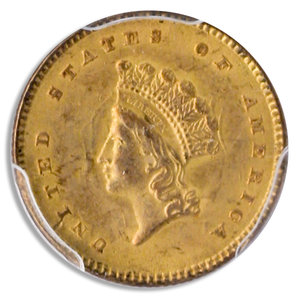 1854 $1 Gold Indian Princess PCGS AU58 CAC