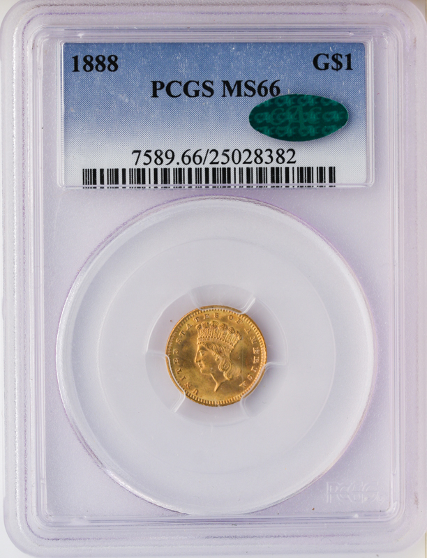1888 Type 3 Gold $1 PCGS MS66 CAC