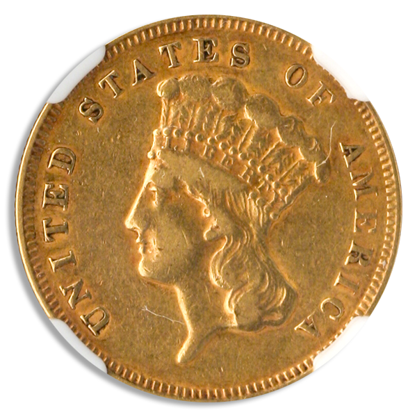 1878 $3 Indian Princess NGC XF45 CAC 1878 $3 Indian Princess NGC XF45 CAC