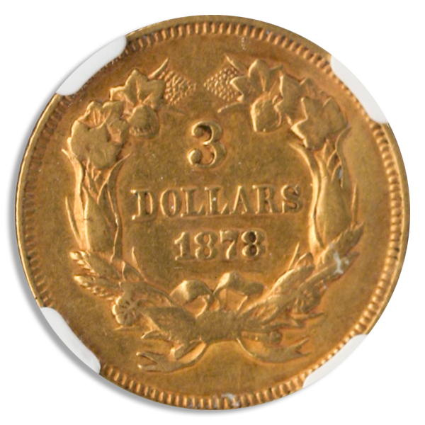 1878 $3 Indian Princess NGC XF45 CAC