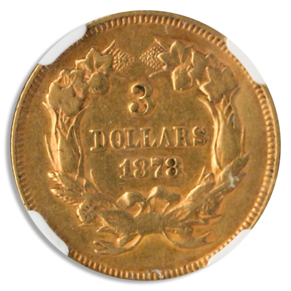 1878 $3 Indian Princess NGC XF45 CAC 1878 $3 Indian Princess NGC XF45 CAC