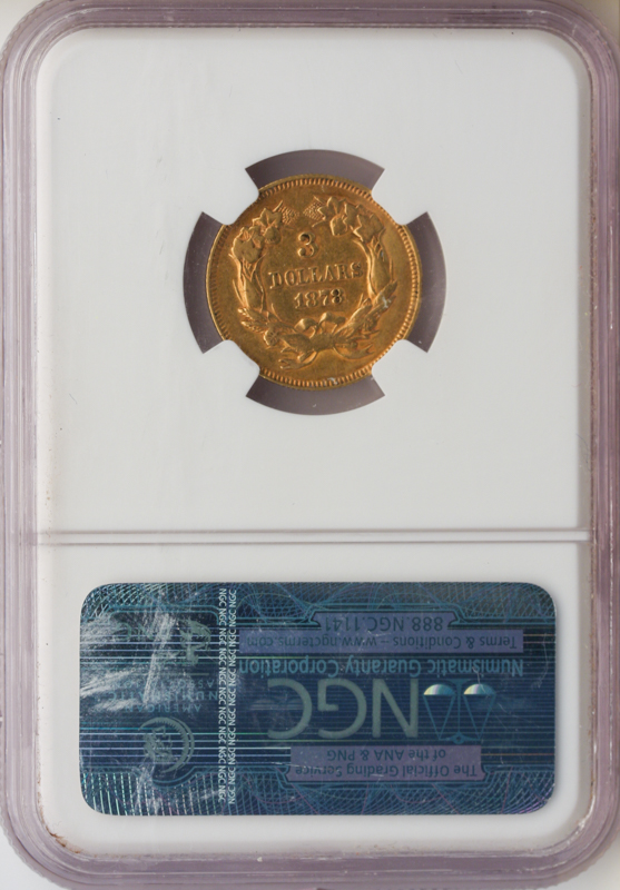 1878 $3 Indian Princess NGC XF45 CAC 1878 $3 Indian Princess NGC XF45 CAC