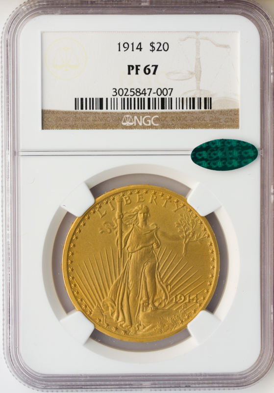 1914 $20 Saint Gaudens NGC PR67 CAC