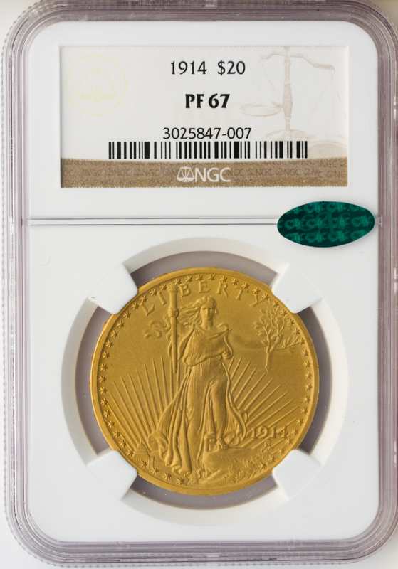 1914 $20 Saint Gaudens NGC PR67 CAC 1914 $20 Saint Gaudens NGC PR67 CAC