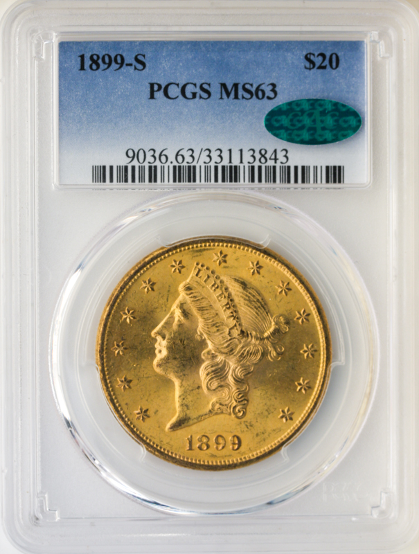 1899-S $20 Liberty PCGS MS63 CAC