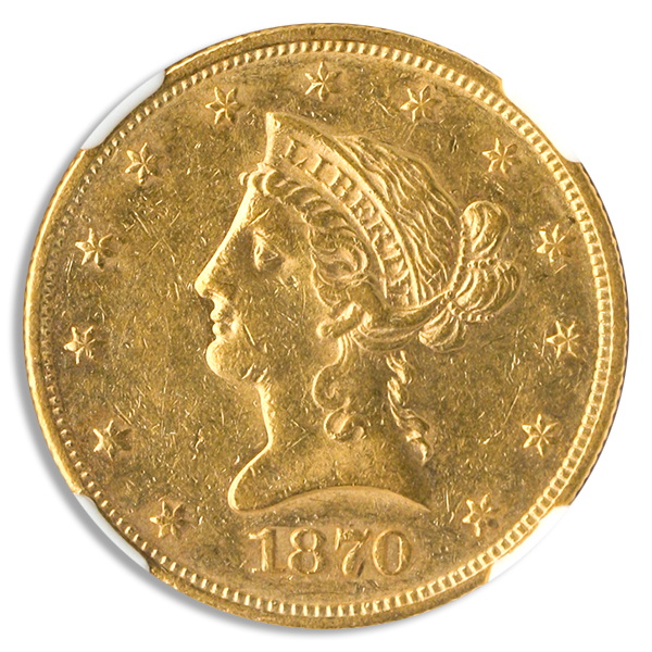 1870-CC $10 Liberty NGC AU53 CAC
