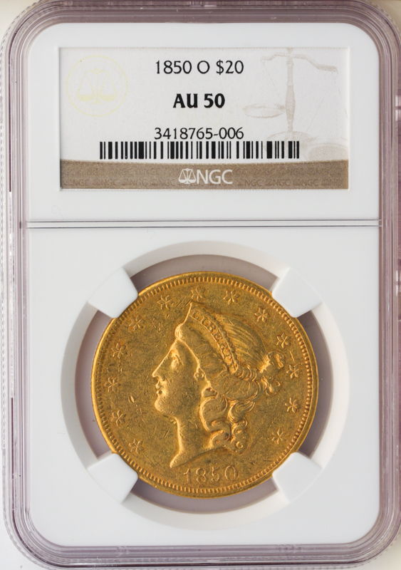1850-O $20 Liberty NGC AU50