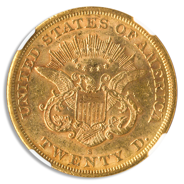 1863-S $20 Liberty NGC AU53 CAC