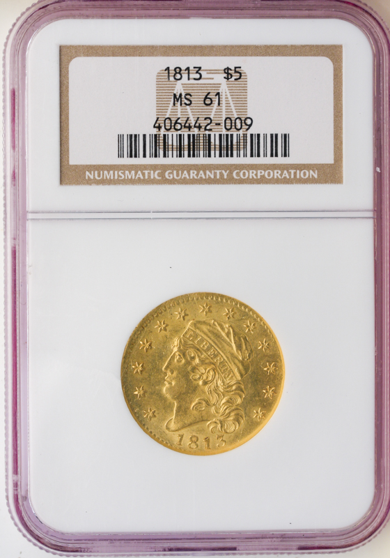 1813 $5 Capped Bust NGC MS61