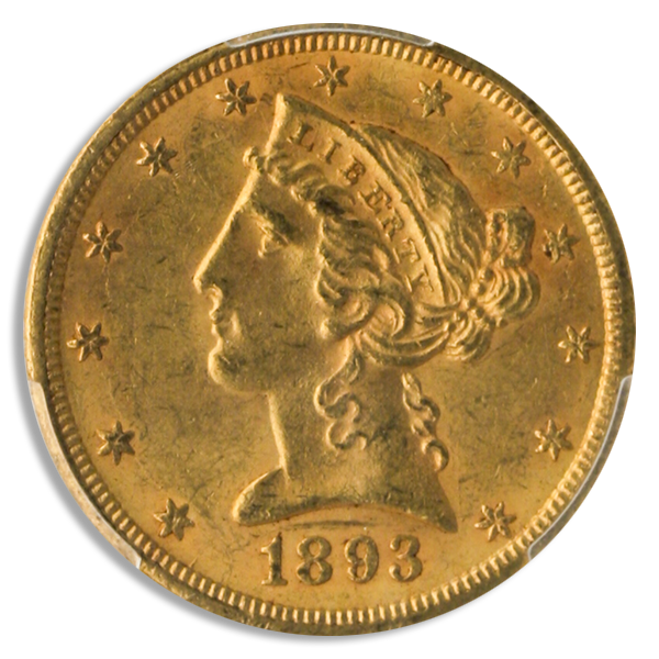 1893-CC $5 Liberty PCGS MS62 CAC