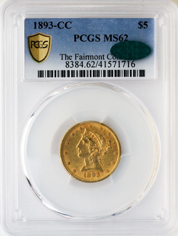 1893-CC $5 Liberty PCGS MS62 CAC