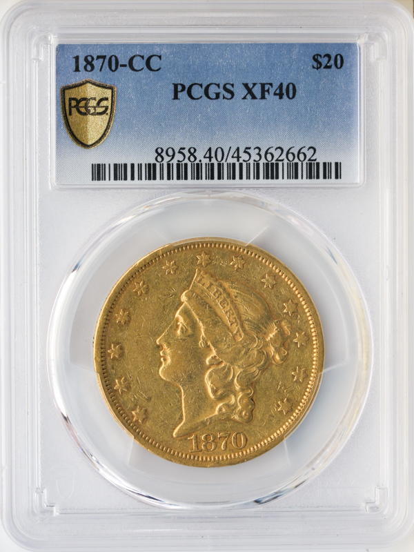 1870-CC $20 Liberty PCGS XF40