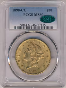 1890-CC $20 Liberty PCGS MS60 CAC