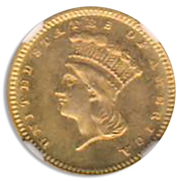 1873 $1 Indian Princess Closed 3  NGC MS66 CAC