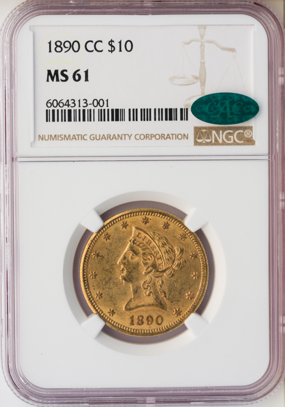 1890-CC $10 Liberty NGC MS61 CAC 1890-CC $10 Liberty NGC MS61 CAC