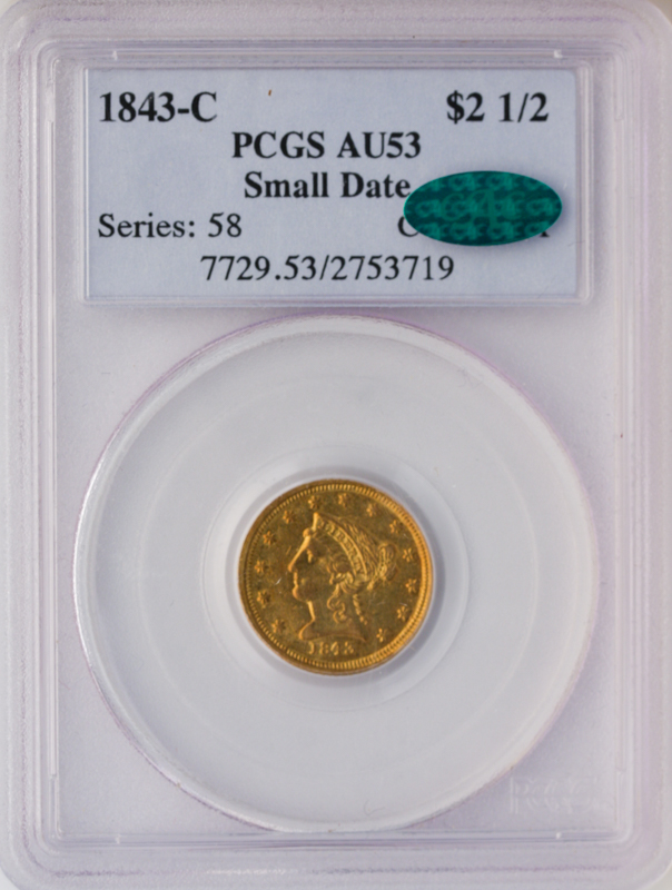 1843-C $2.50 Liberty PCGS AU53