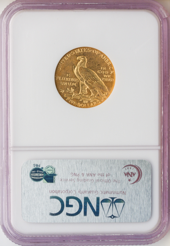 1909-O $5 Indian NGC AU58