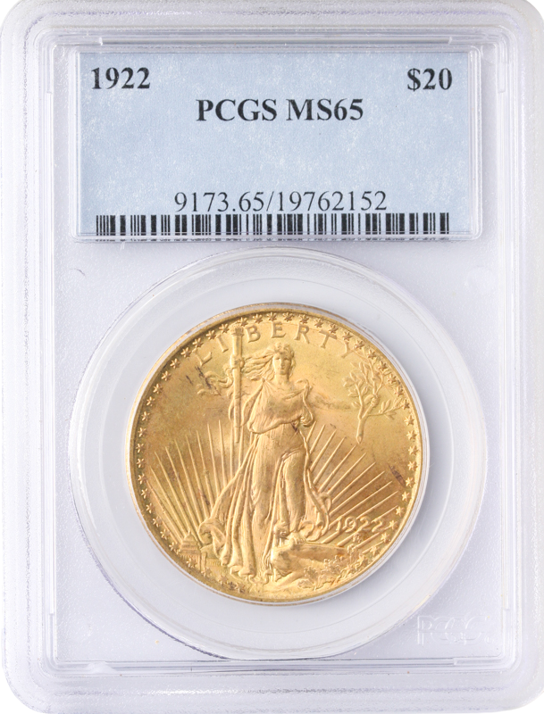 1922 $20 Saint Gaudens PCGS MS65