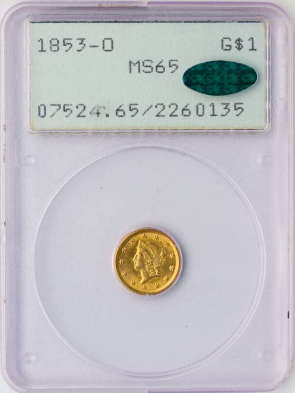 1853-O $1 Indian Princess PCGS MS65 CAC 1853-O $1 Indian Princess PCGS MS65 CAC