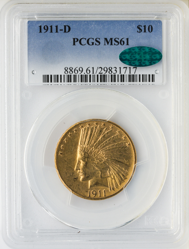 1911-D $10 Indian PCGS MS61 CAC