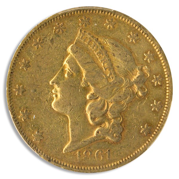 1861-O $20 Liberty PCGS XF40 CAC 1861-O $20 Liberty PCGS XF40 CAC