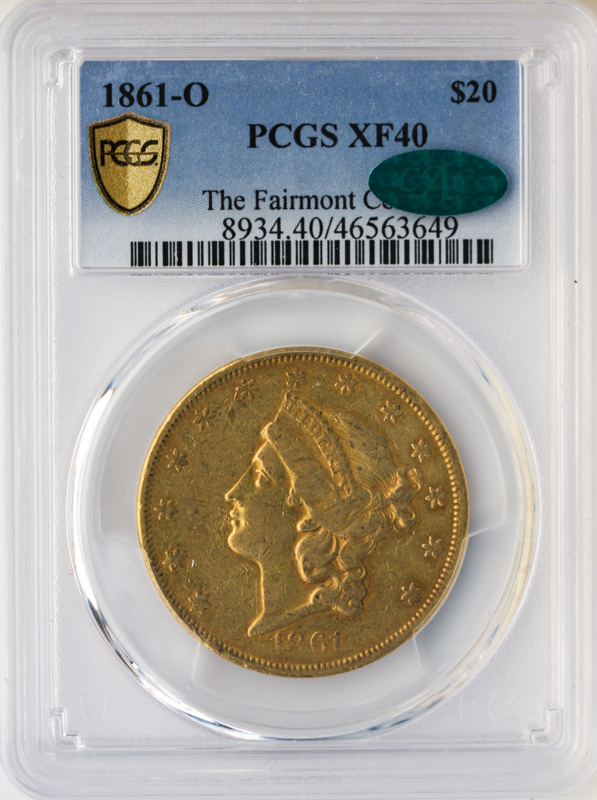 1861-O $20 Liberty PCGS XF40 CAC