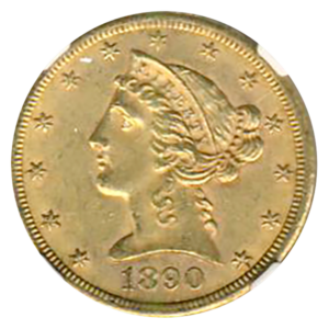 1890-CC $5 Liberty NGC AU58 CAC