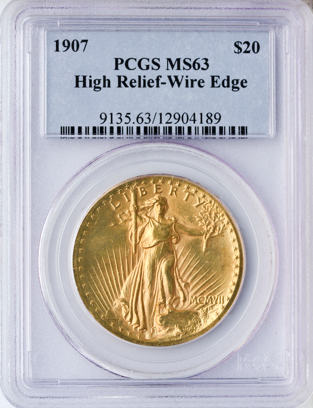 1907 $20 Saint Gaudens High-Relief Wire Edge PCGS MS63 1907 $20 Saint Gaudens High-Relief Wire Edge PCGS MS63