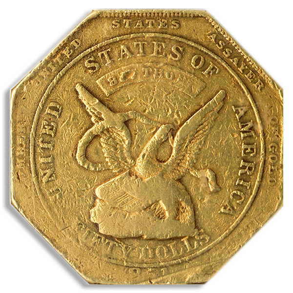 1851 $50 Humbert .887 REEDED EDGE NGC XF45