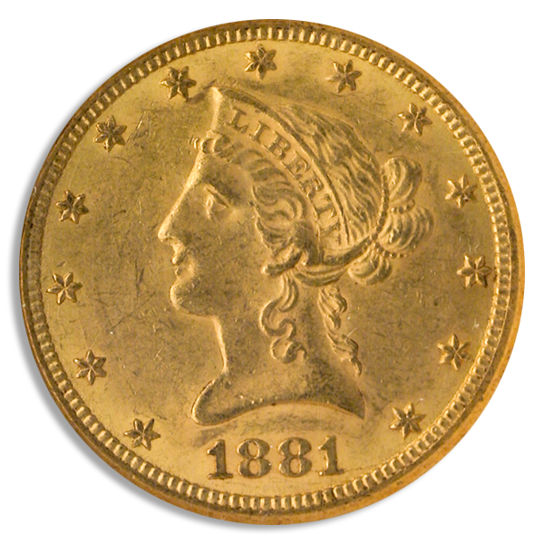 1881-CC $10 Liberty NGC MS60 CAC 1881-CC $10 Liberty NGC MS60 CAC