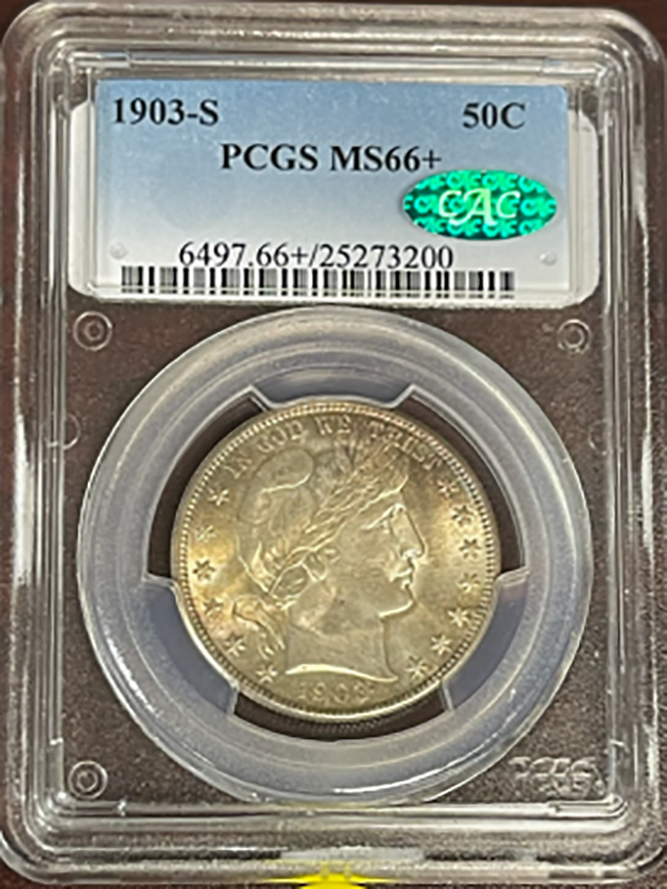 1903-S Barber Half Dollar PCGS MS66 CAC + 1903-S Barber Half Dollar PCGS MS66 CAC +
