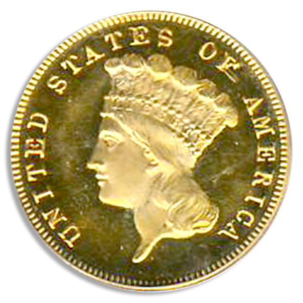 1873 $3 Indian Princess Open 3 PCGS PR65 Deep Cameo CAC 1873 $3 Indian Princess Open 3 PCGS PR65 Deep Cameo CAC