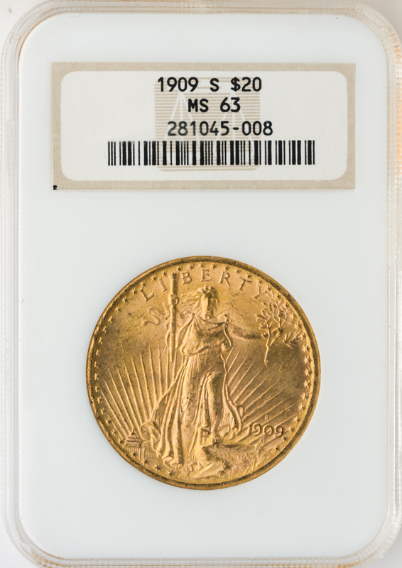 1909-S $20 Saint Gaudens NGC MS63 1909-S $20 Saint Gaudens NGC MS63
