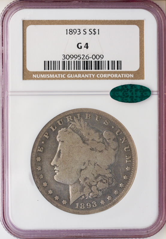 1893-S Morgan $1 NGC G04 CAC 1893-S Morgan $1 NGC G04 CAC